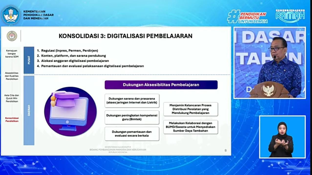 Menko PMK Tekankan Pentingnya Digitalisasi Pendidikan, Kalteng Siap Jemput Bola