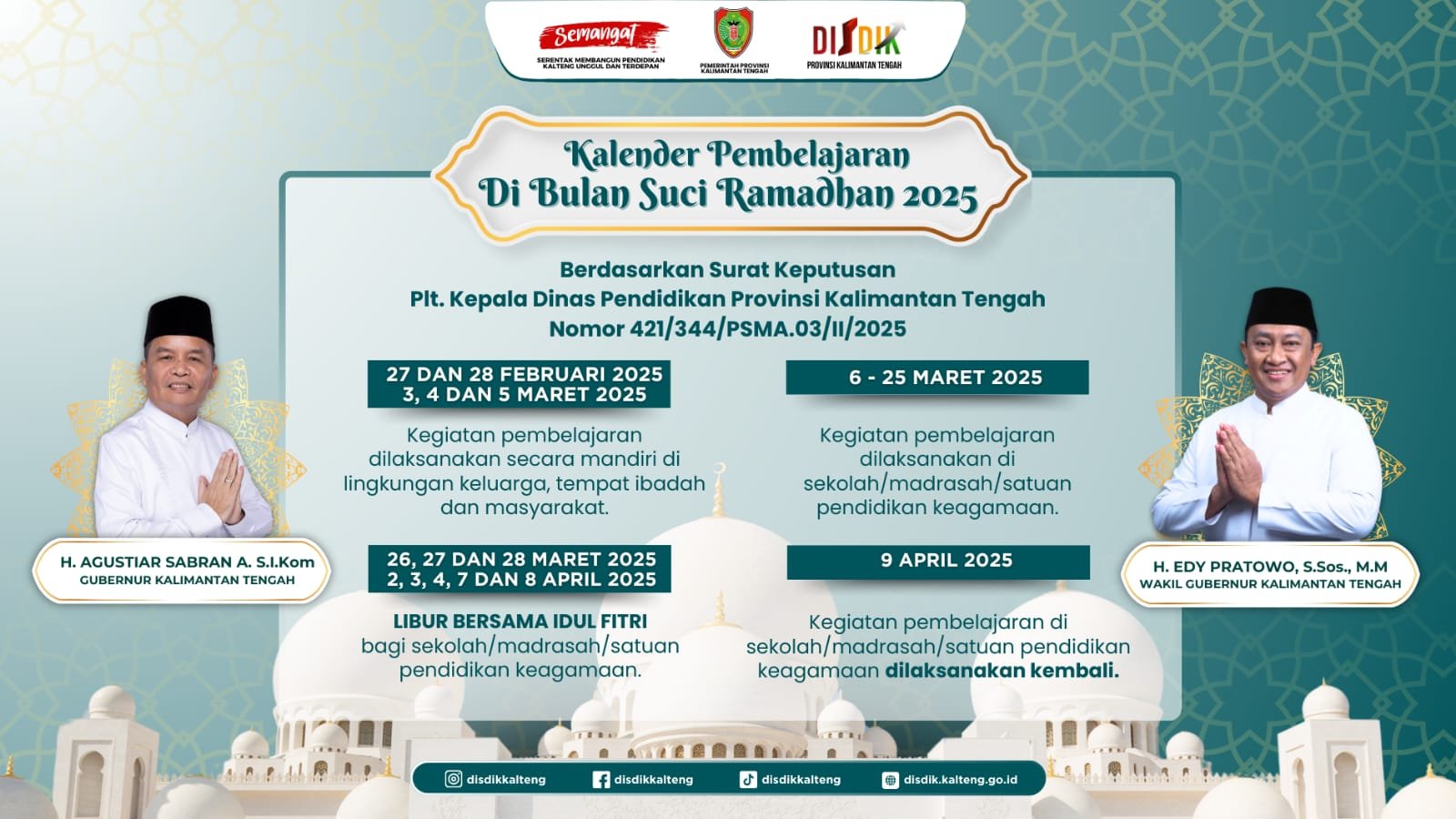 Terapkan Penguatan Pendidikan Karakter Keagamaan, Disdik Kalteng Keluarkan Surat Edaran Libur Khusus Puasa dan Idul Fitri