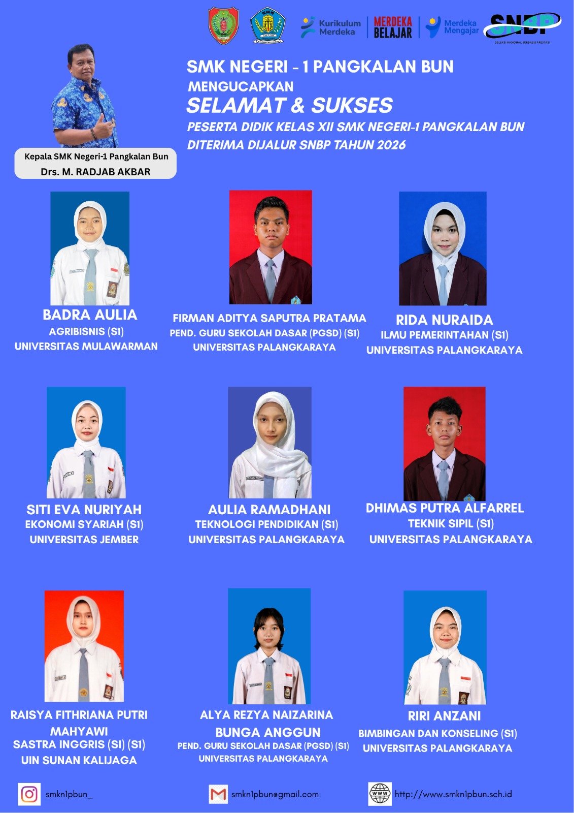 SMK Negeri 1 Pangkalan Bun Catat Prestasi, Sejumlah Siswa Lolos SNBP 2026 ke Berbagai PTN