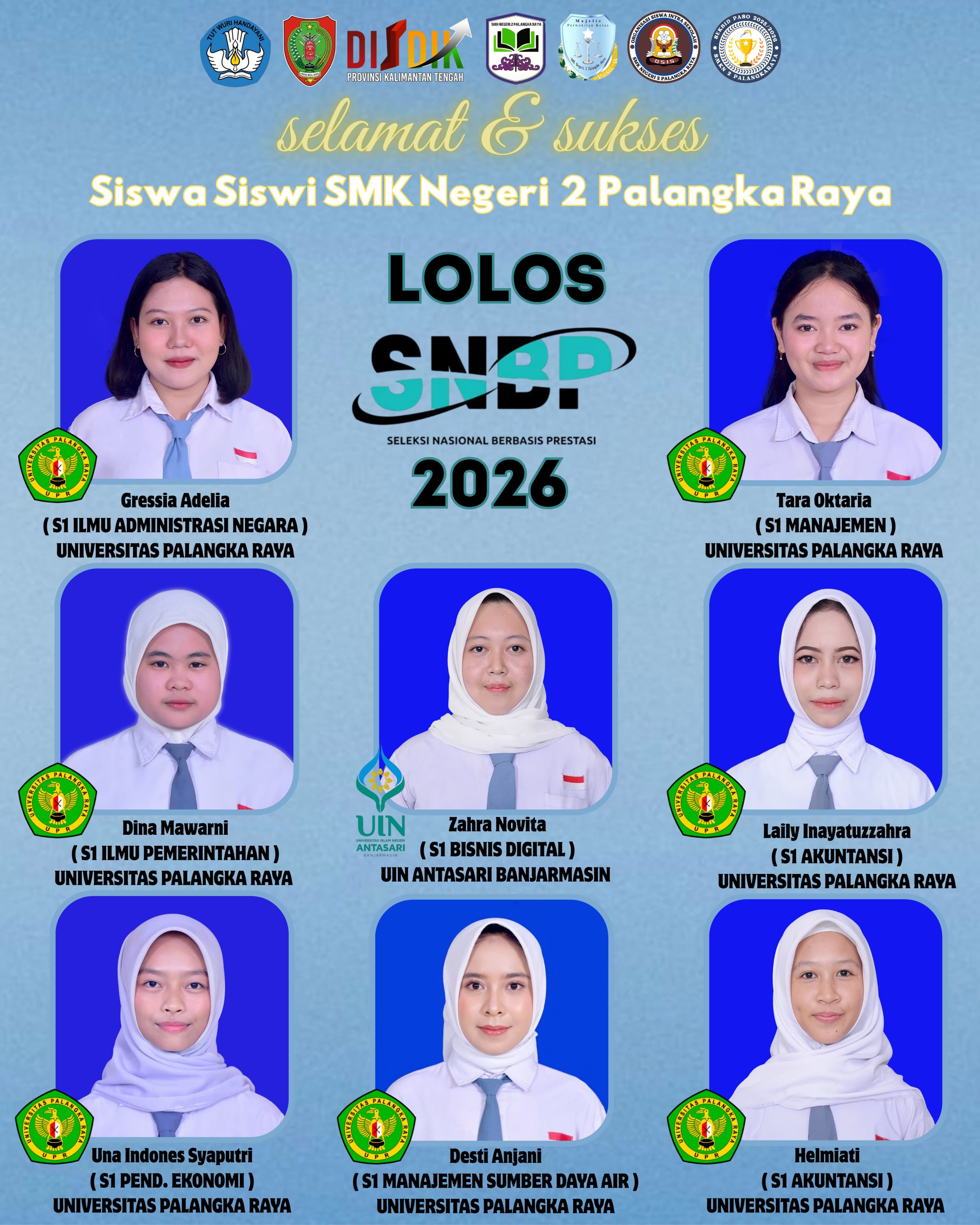 ‎Siswi SMKN 2 Palangka Raya Lolos SNBP 2026, Kepala Sekolah: Bukti Ketekunan dan Kerja Keras