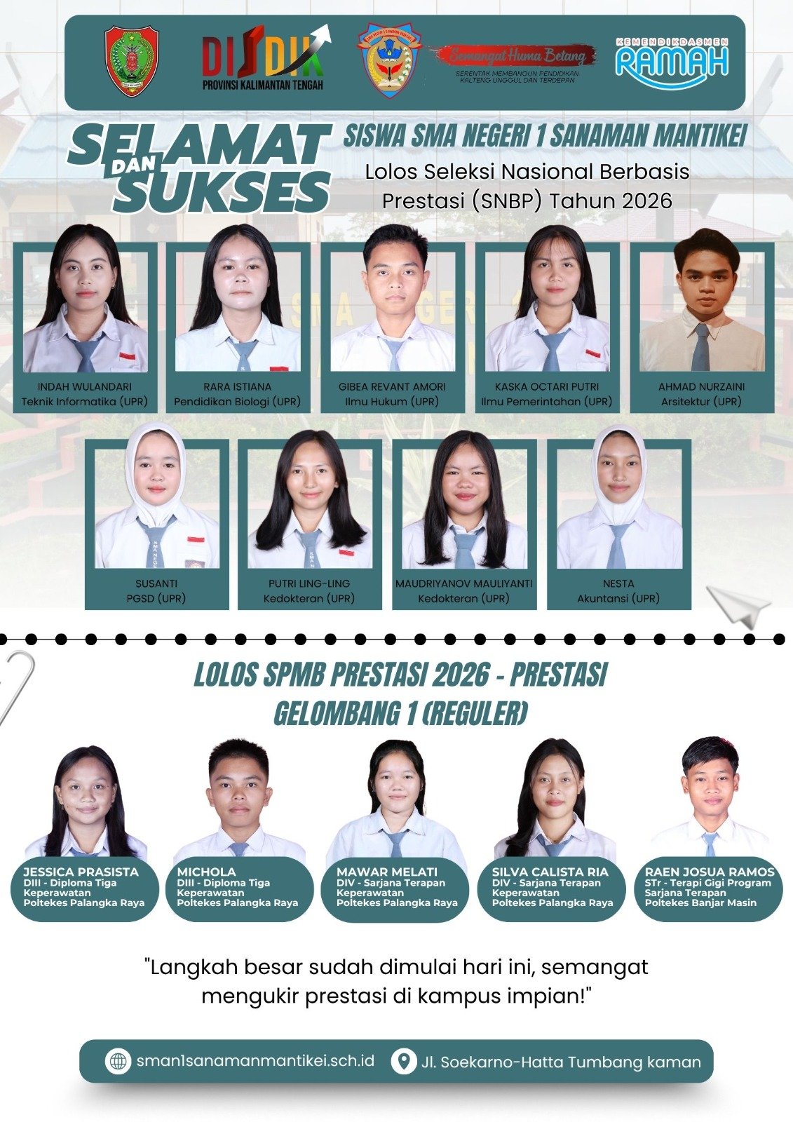 ‎SMA Negeri 1 Sanaman Mantikei Buktikan Kualitas, Siswa Lolos SNBP 2026 Meski dari Daerah Pedalaman