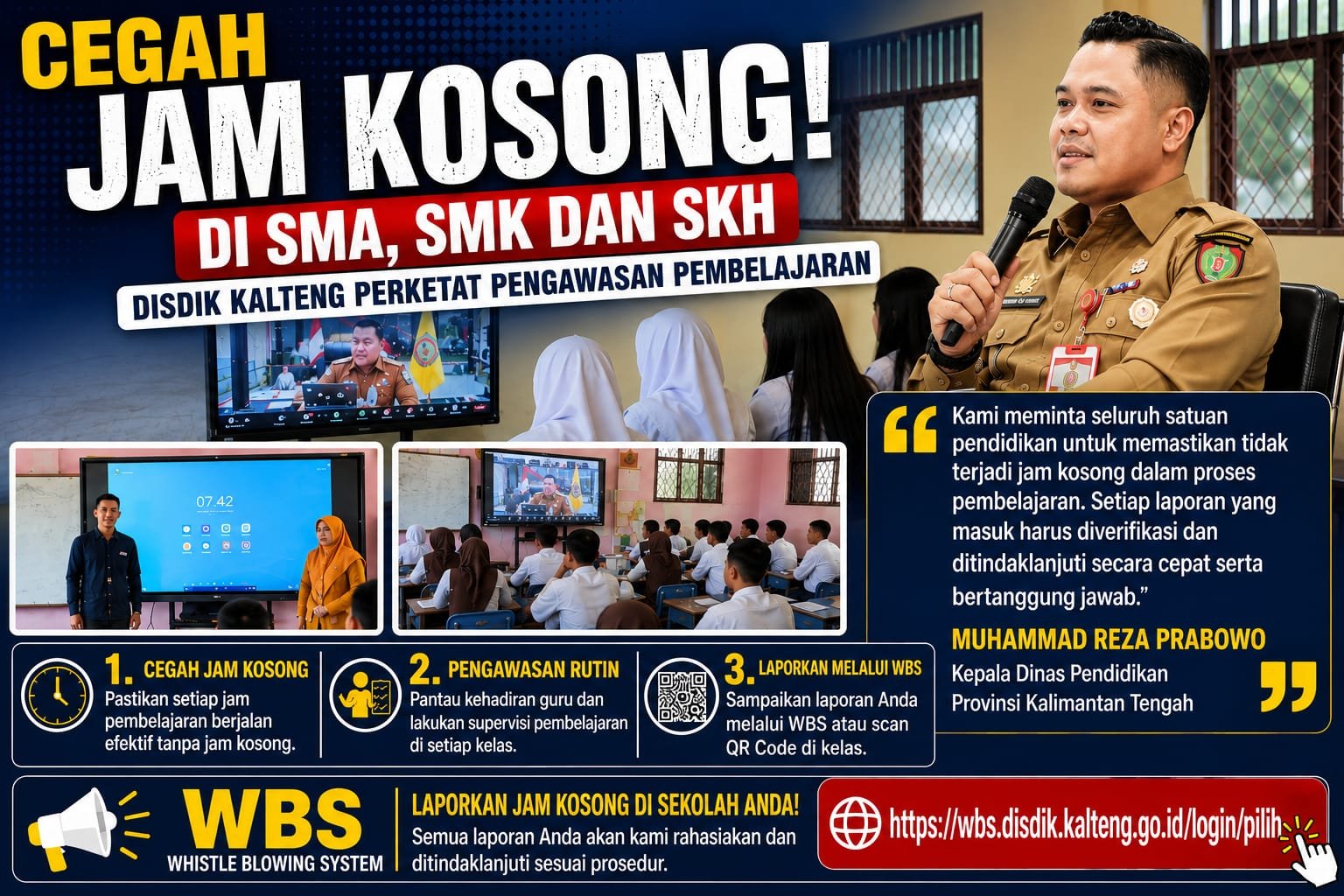 Cegah Jam Kosong, Disdik Kalteng Perketat Pengawasan Pembelajaran di SMA, SMK dan SKH