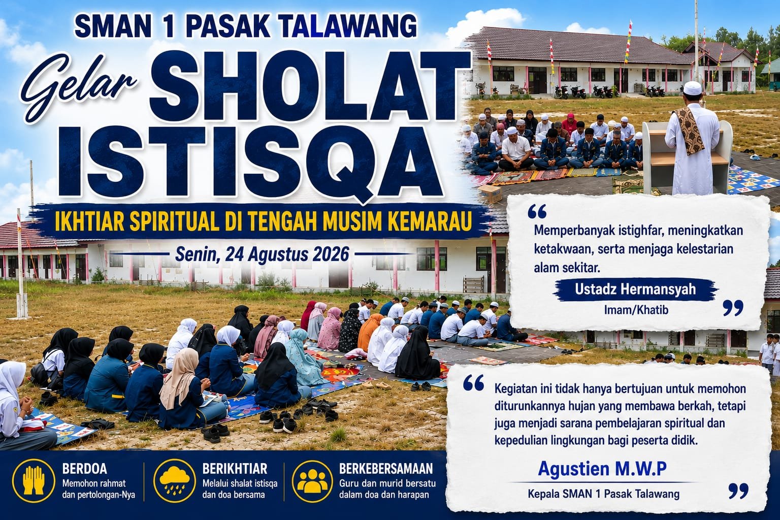 ‎SMAN 1 Pasak Talawang Gelar Sholat Istisqa, Ikhtiar Spiritual di Tengah Kemarau