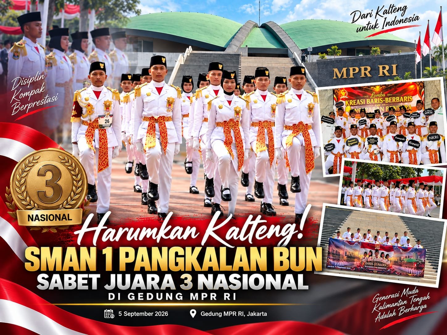‎Harumkan Kalteng! SMAN 1 Pangkalan Bun Sabet Juara 3 Nasional di Gedung MPR RI