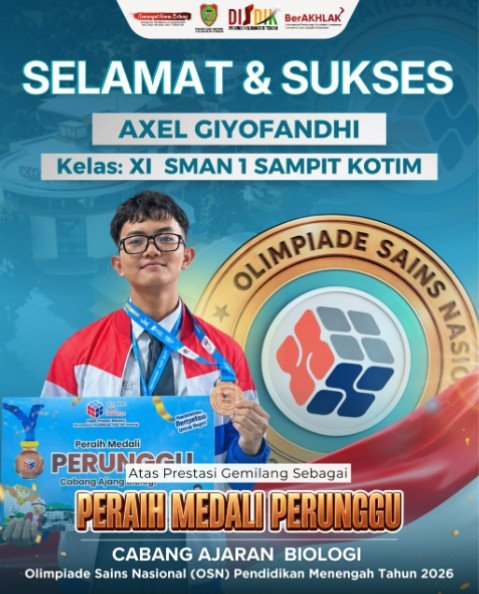 ‎Axel Giyofandhi Ukir Sejarah, Raih Medali Perunggu OSN Biologi Nasional 2026 untuk Kalteng